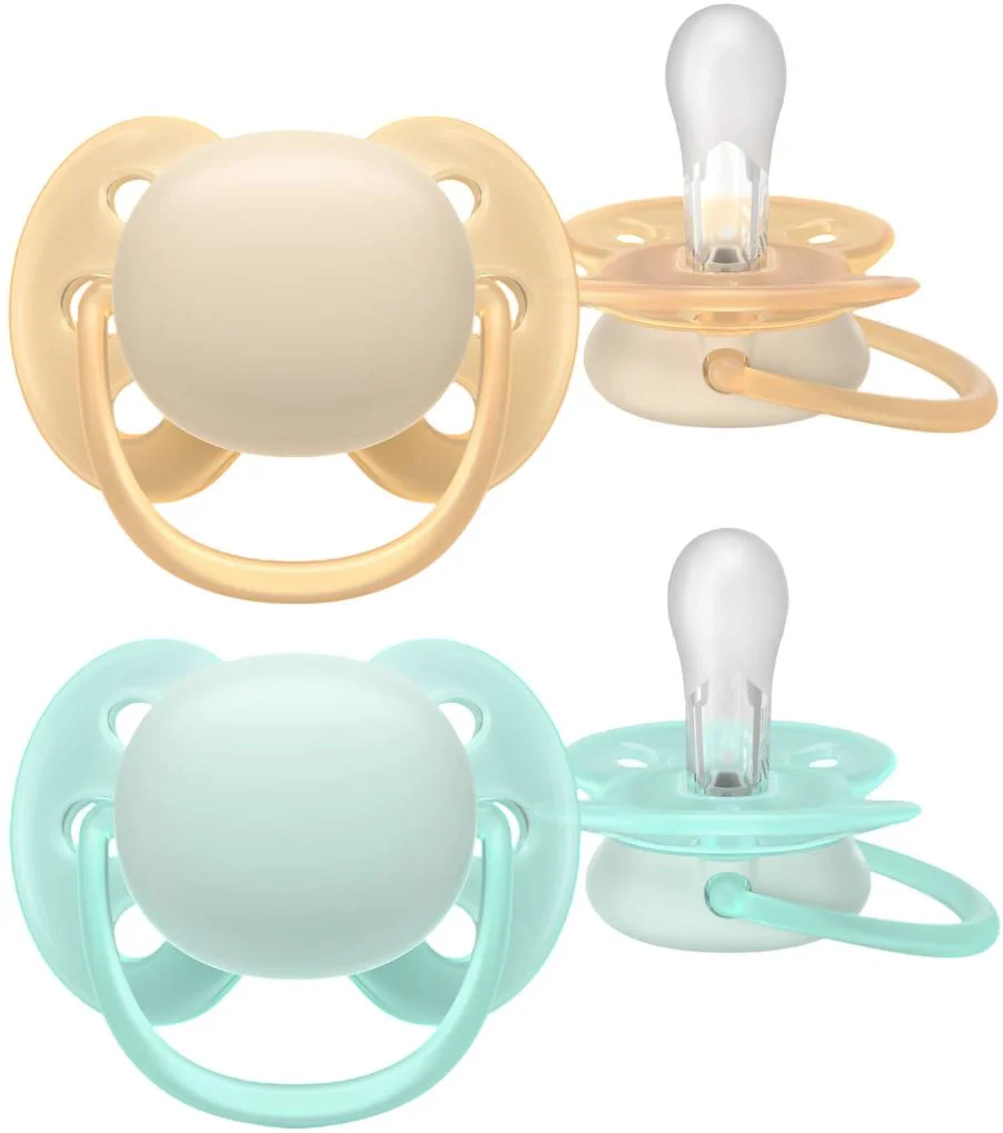 Suzete din silicon Philips Avent Ultra Soft Galben/Verde (0-6 luni), 2 buc. foto