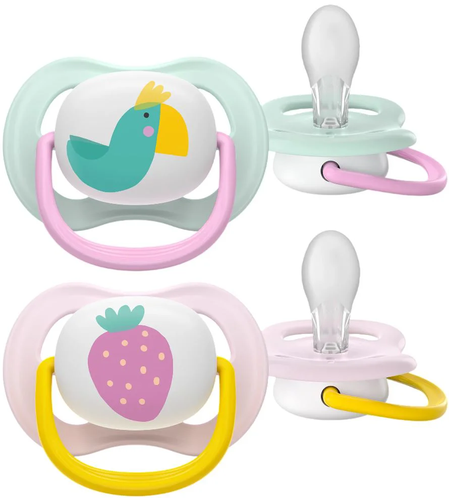 image for Suzete din silicon Philips Avent Ultra Air Happy Papagal/Capsuna (0-6 luni), 2 buc. foto