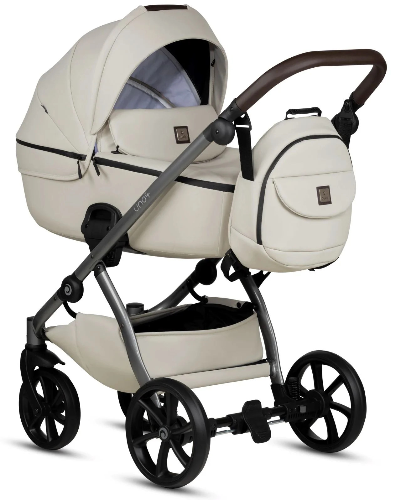 Carucior 2 in 1 Tutis Uno 5 Leather Alb foto