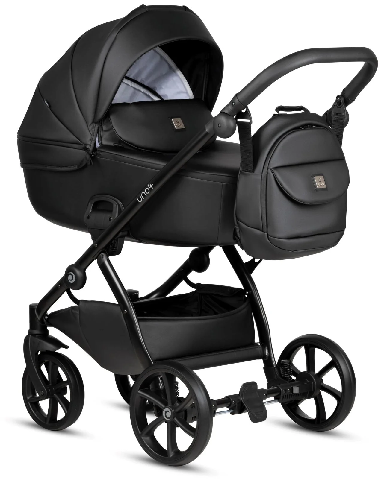 Carucior 2 in 1 Tutis Uno 5+ Leather Negru foto