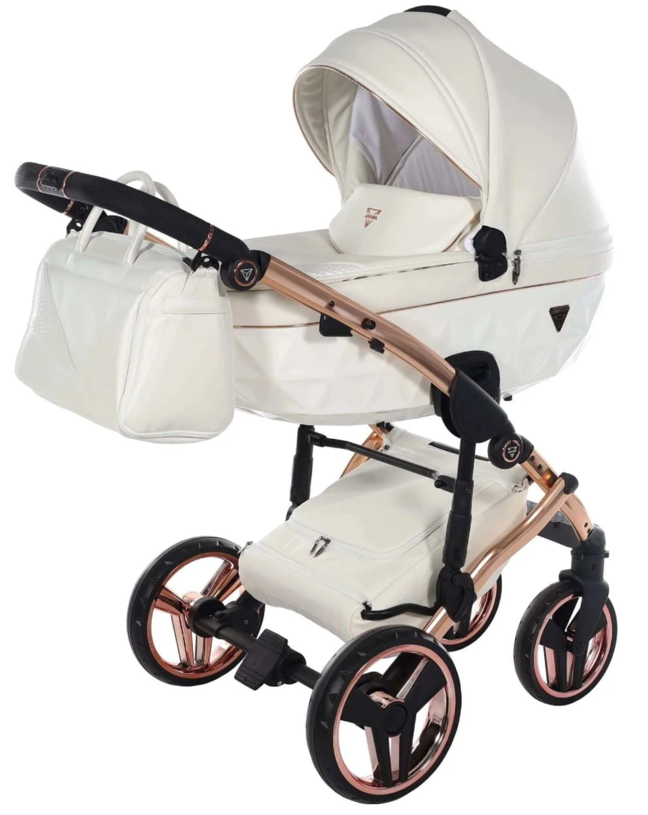 image for Carucior 2 in 1 Junama Fluo Line v3 indyvidual Alb-roz foto
