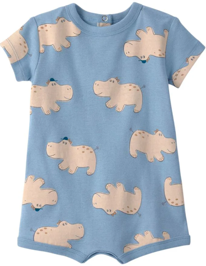 image for Carter's Salopeta scurta cu imprimeu Blue Hippo foto