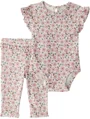 Carter's Set 2 piese Floral Drop Needle - body si pantaloni foto