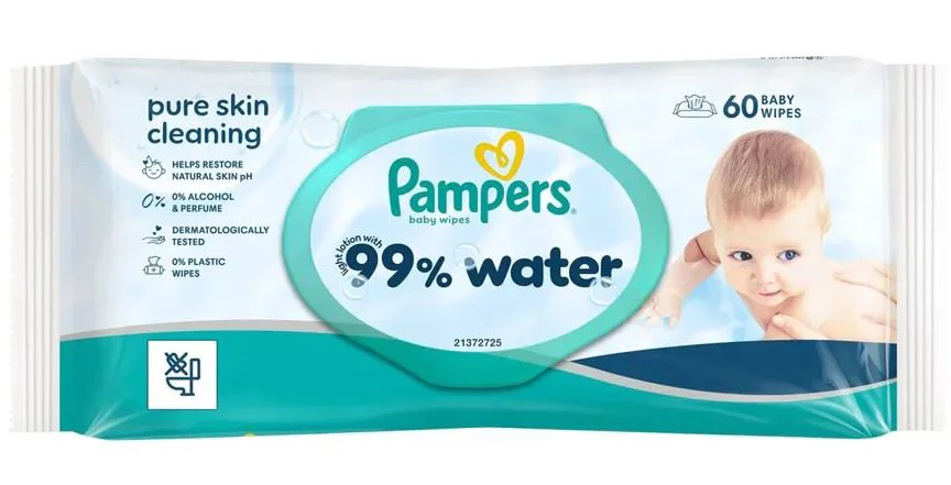 image for Влажные салфетки Pampers Wipes Water, 60 шт. foto