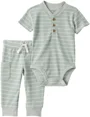 Carter's Set 2 piese Green Stripe Thermal - body si pantaloni foto