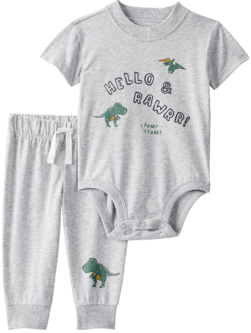 Carter's Set 2 piese Hello and Rawr Dino - body si pantaloni foto