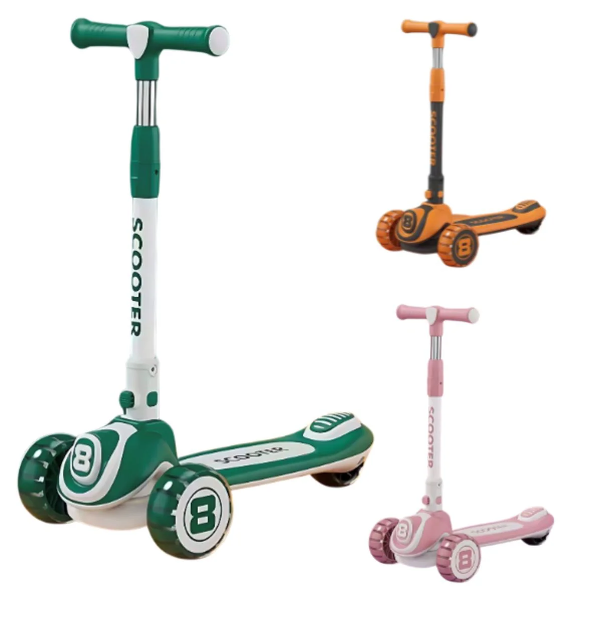 Trotineta pentru copii Scooter cu trei roti, cu lumini si muzica, in sortiment foto