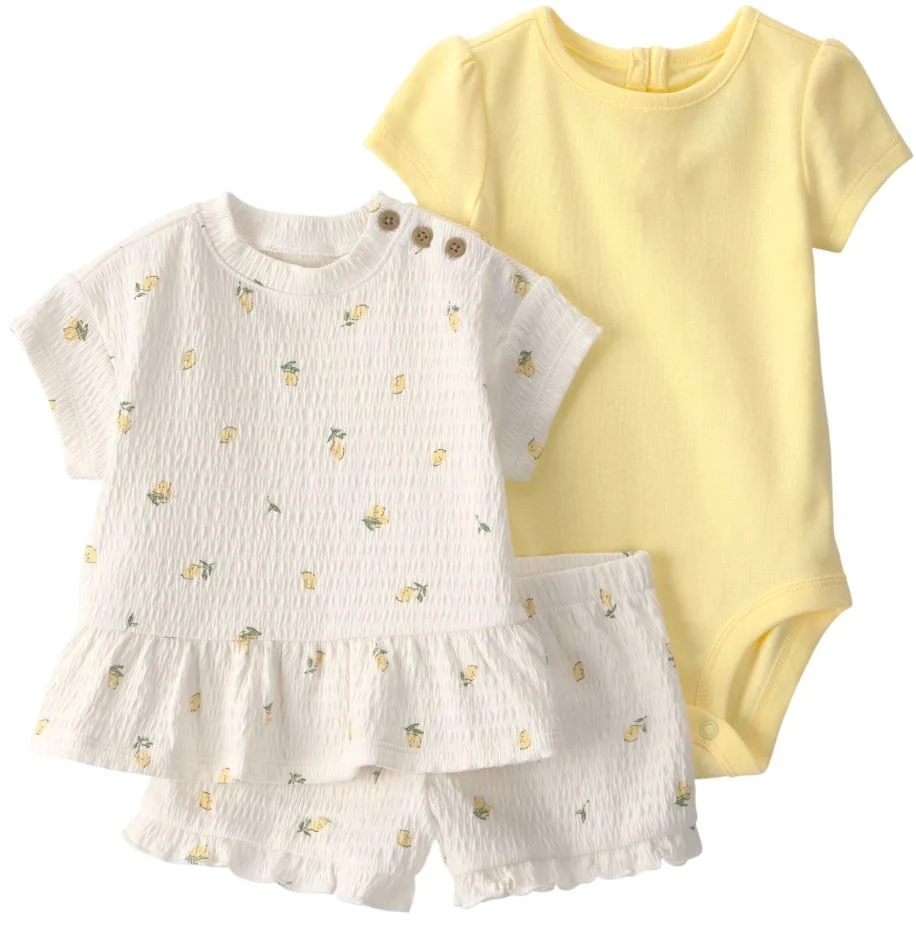 image for Carter's Set 3 piese Yellow Lemons - tricou, body si pantaloni scurti foto