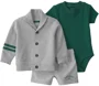 Carter's Set 3 piese Gray&Green Varsity - cardigan, body si pantaloni scurti foto