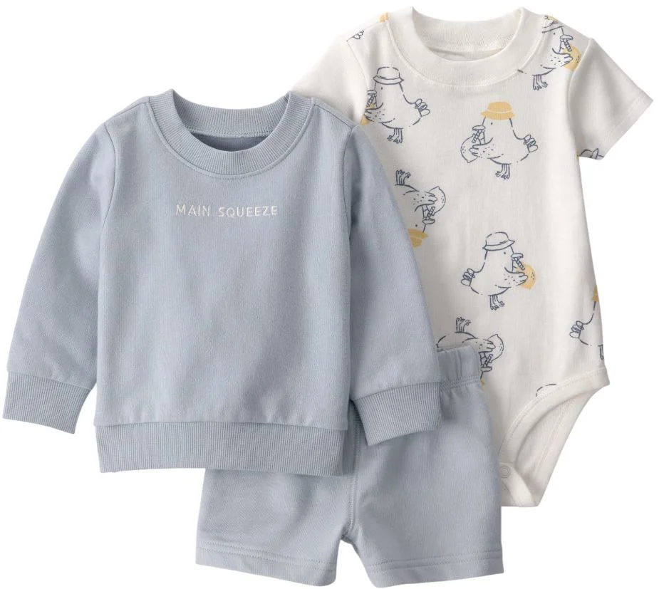 Carter's Комплект 3 в 1 Blue Main Squeeze - худи, боди и шорты из хлопка foto