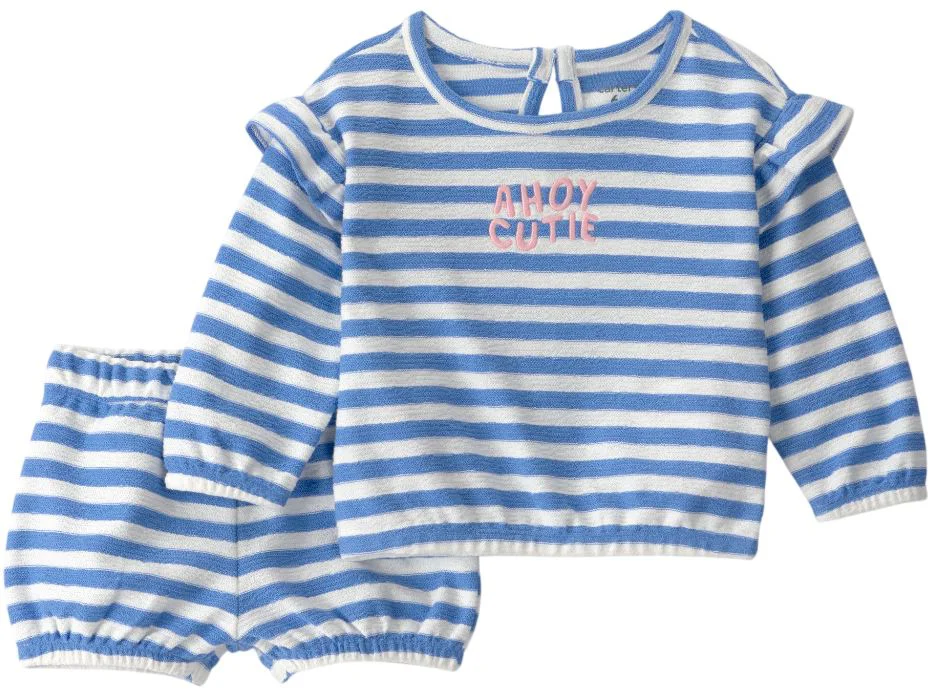 Carter's Set 2 piese Blue Stripes - bluza si pantaloni scurti foto