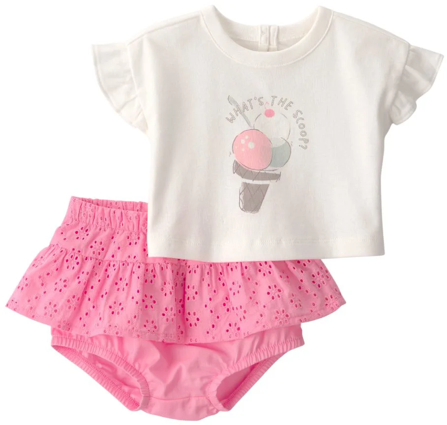Carter's Set 2 piese Pink Eyelet Ice Cream - tricou si pantaloni scurti din bumbac foto