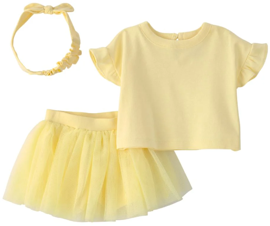 image for Carter's Set 3 piese Yellow Tutu - bentita, tricou si fustita skort foto