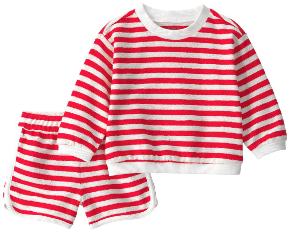 Carter's Set 2 piese Red Stripes - bluza si pantaloni scurti foto