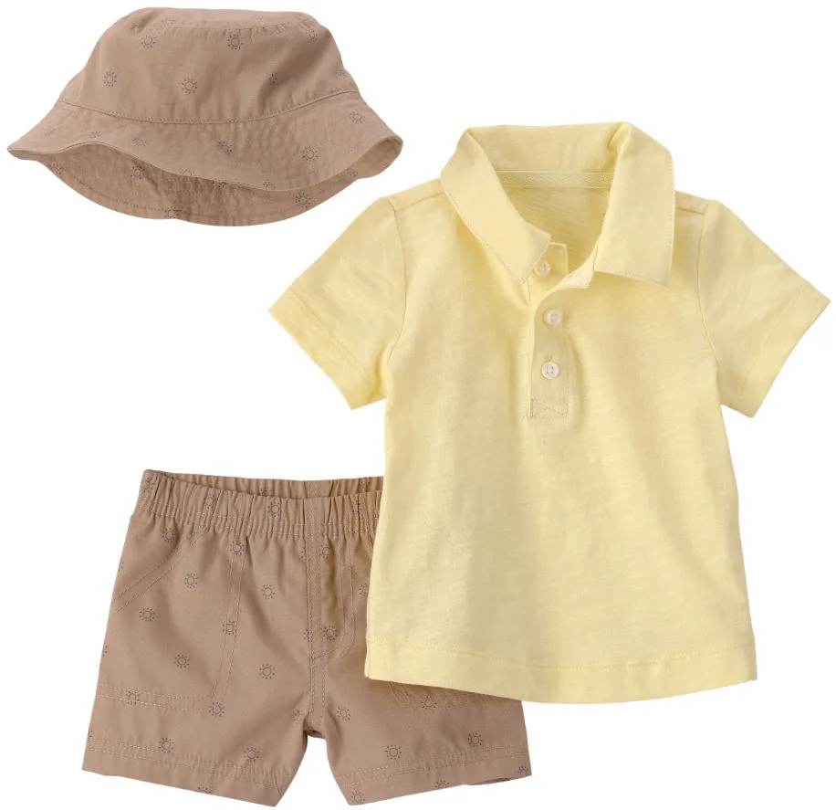 image for Carter's Set 3 piese Yellow Bucket Hat - palarie, tricou si pantaloni scurti foto
