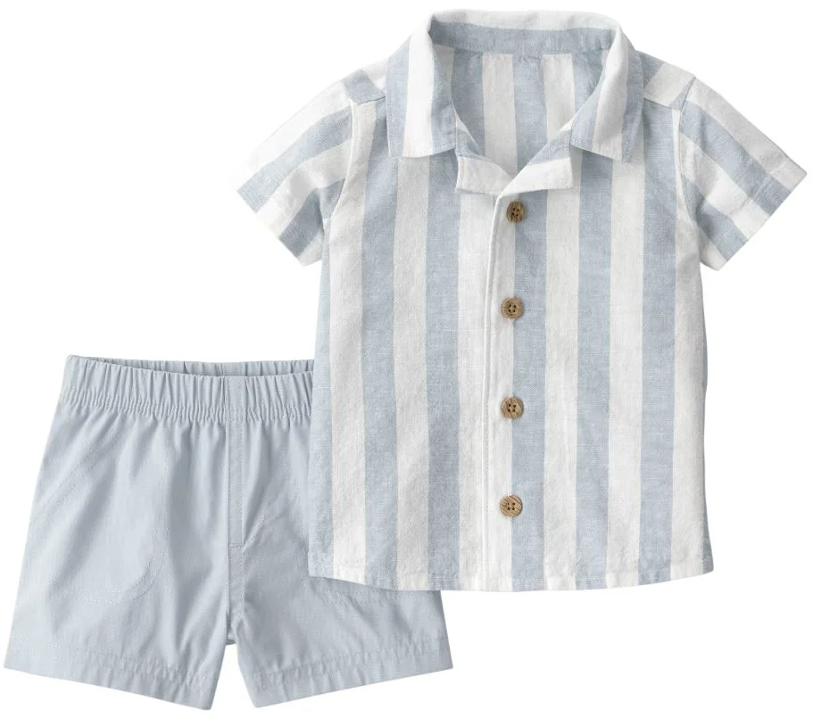 image for Carter's Комплект 2 в 1 Blue Striped Collar - рубашка с коротким рукавом и шорты foto