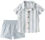 Carter's Комплект 2 в 1 Blue Striped Collar - рубашка с коротким рукавом и шорты foto