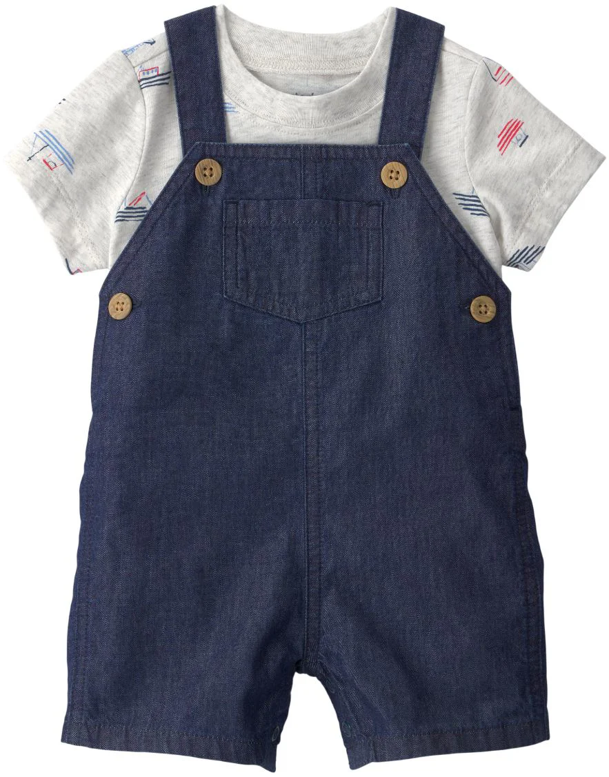 Carter's Set 2 piese Boat Chambray Shortall - tricou si salopeta foto