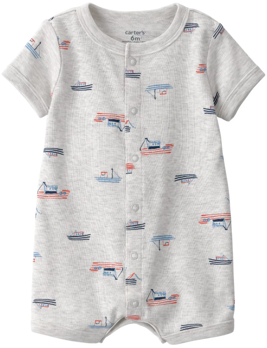 image for Carter's Salopeta scurta Gray Sailboat Print foto
