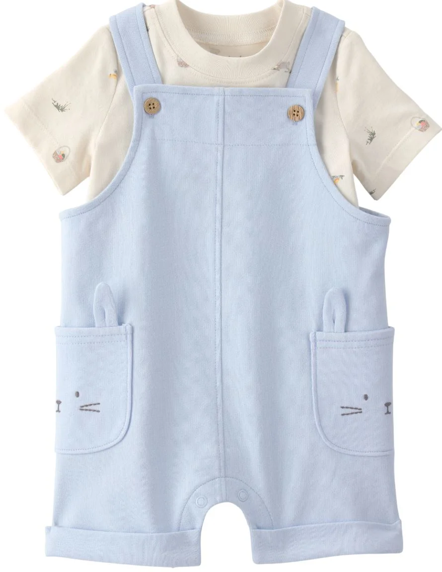 image for Carter's Set 2 piese Easter Blue Bunny - tricou si salopeta foto