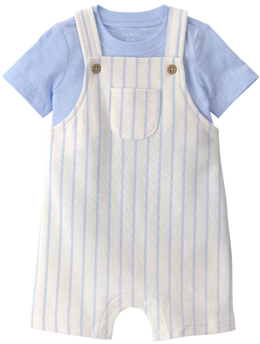 Carter's Set 2 piese Overall Vertical Stripe - tricou si salopeta foto
