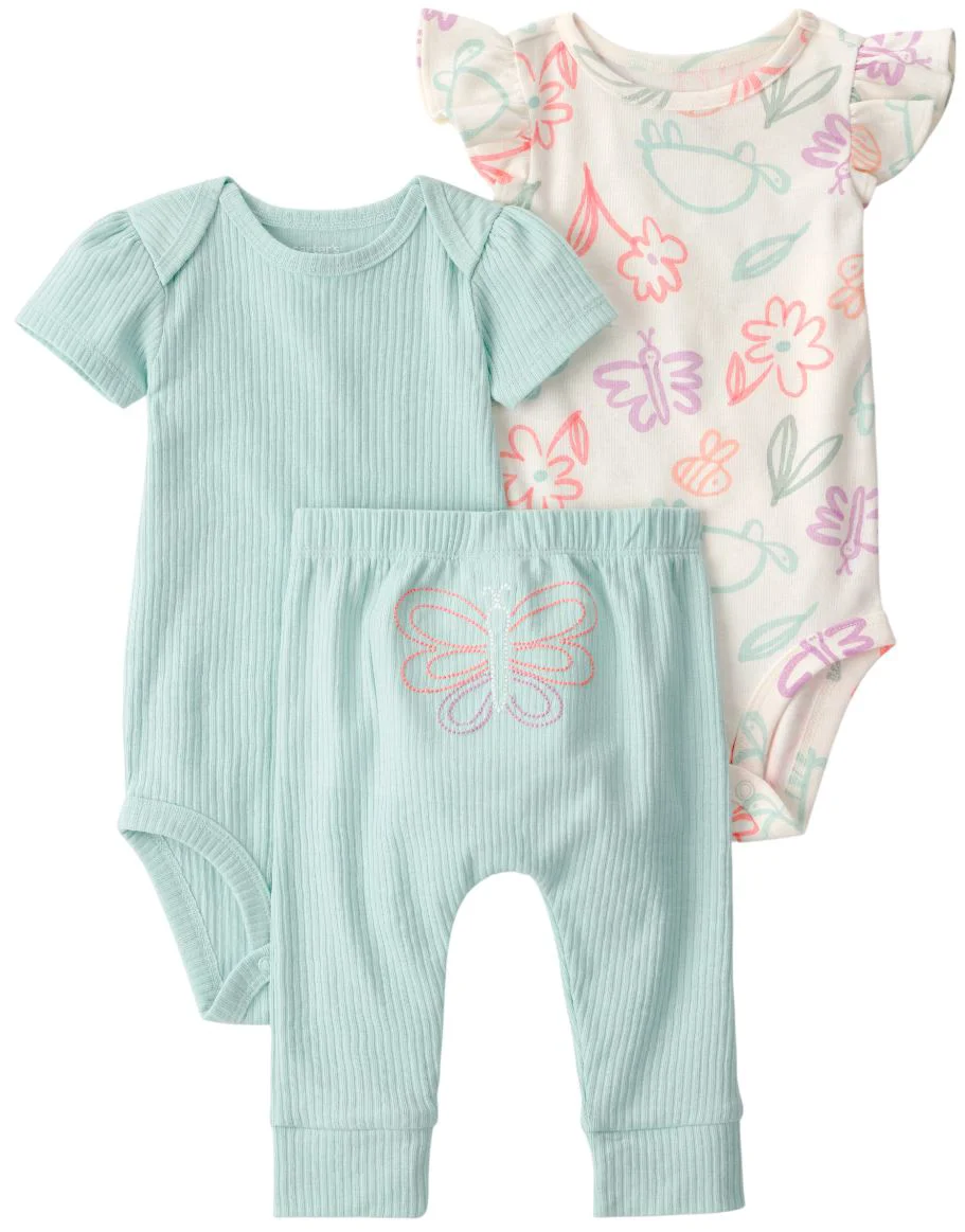 Carter's Set 3 piese Butterfly Outline - 2 body si pantaloni foto
