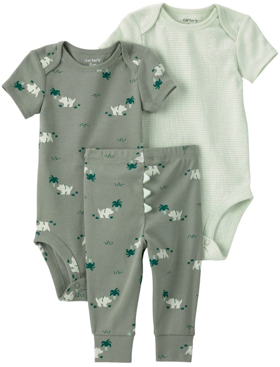 image for Carter's Set 3 piese Dino Print - 2 body si pantaloni foto