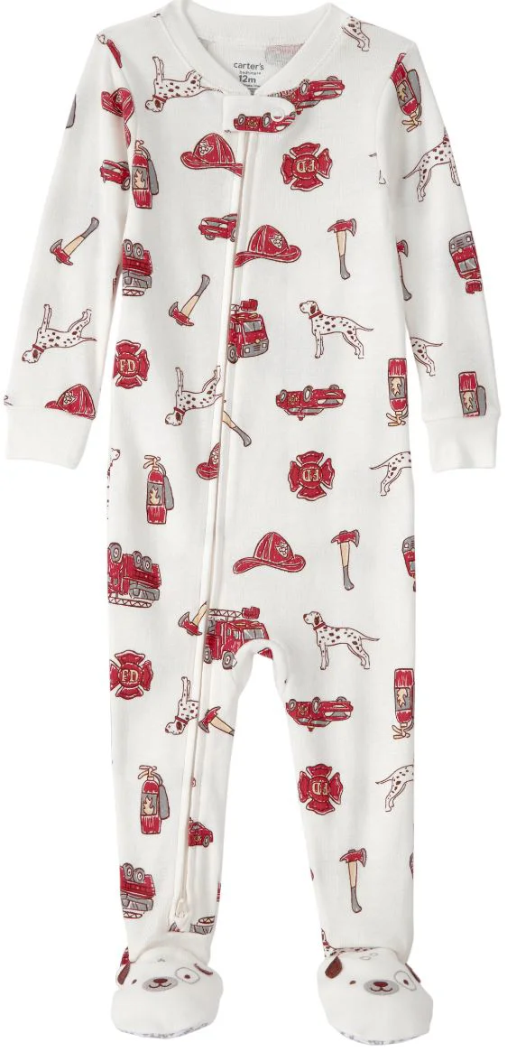 Carter's Pijama din bumbac cu botosei Fire Truck Feet foto