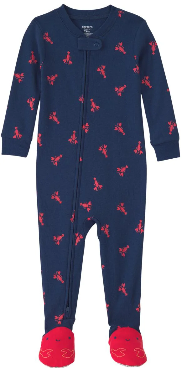 Carter's Pijama din bumbac cu botosei Navy Lobster Feet foto