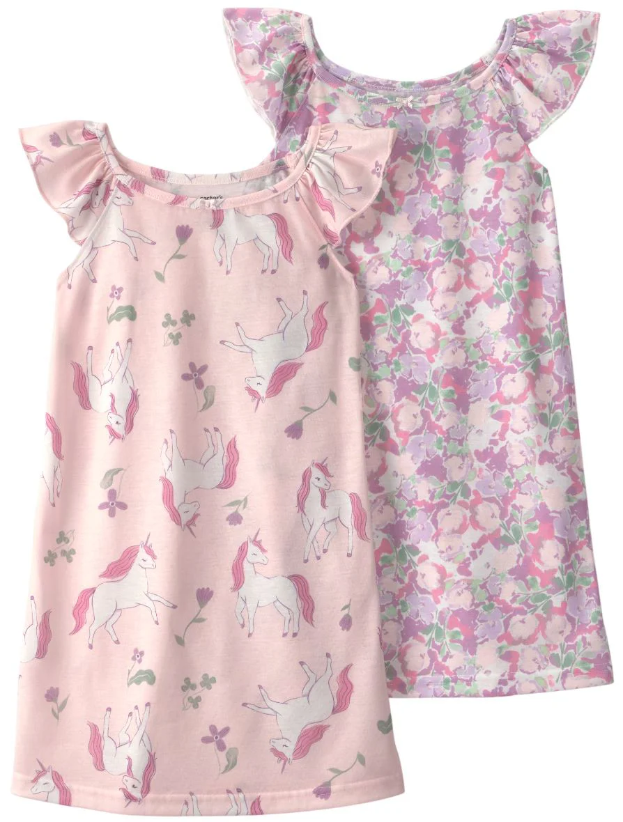 image for Carter's Комплект 2 ночные рубашки Pink Unicorn Floral Gown foto