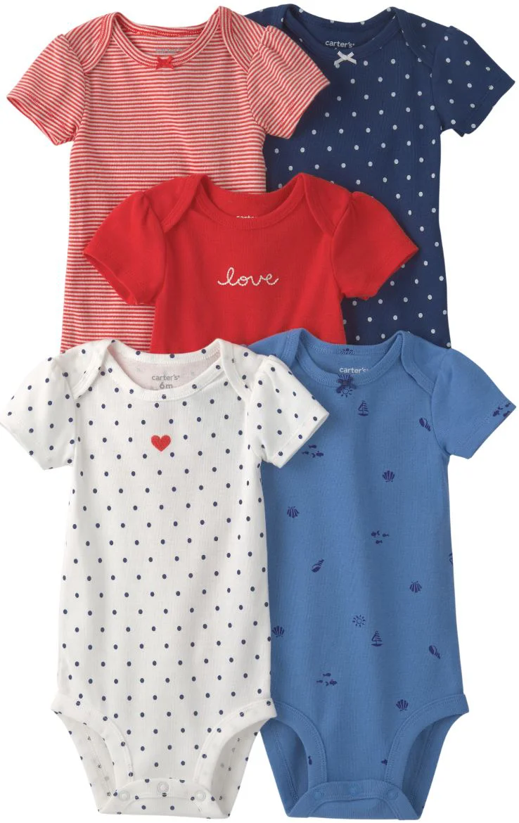 Carter's Set 5 body din bumbac cu maneca scurta Mariner Lobster foto