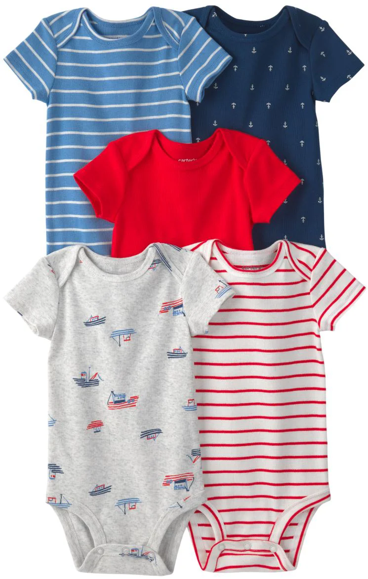 image for Carter's Set 5 body cu maneca scurta Nautical Red&White&Blue foto