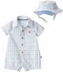 Carter's Set 2 piese Blue Gingham - palarie si salopeta scurta foto