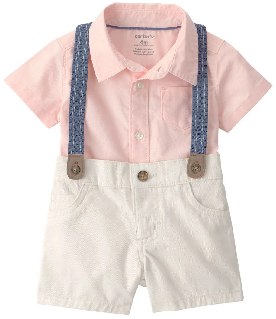 Carter's Комплект 2 в 1 Pink Collared - боди и шорты на бретелях foto