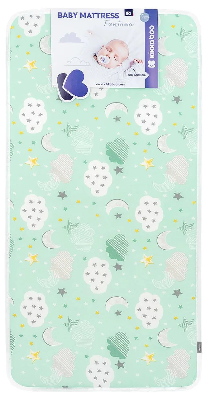 image for Saltea pentru patut KikkaBoo Fantasia Clouds Mint, 120x60x9 cm foto