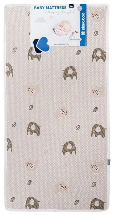 image for Saltea pentru patut KikkaBoo Memory Comfort Elephants Green, 120x60x12 cm foto