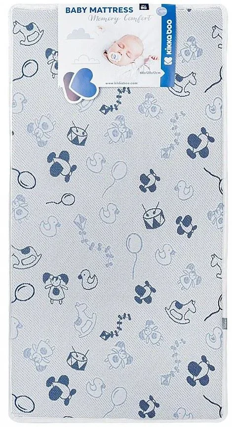 image for Saltea pentru patut KikkaBoo Memory Comfort Horses Blue, 120x60x12 cm foto