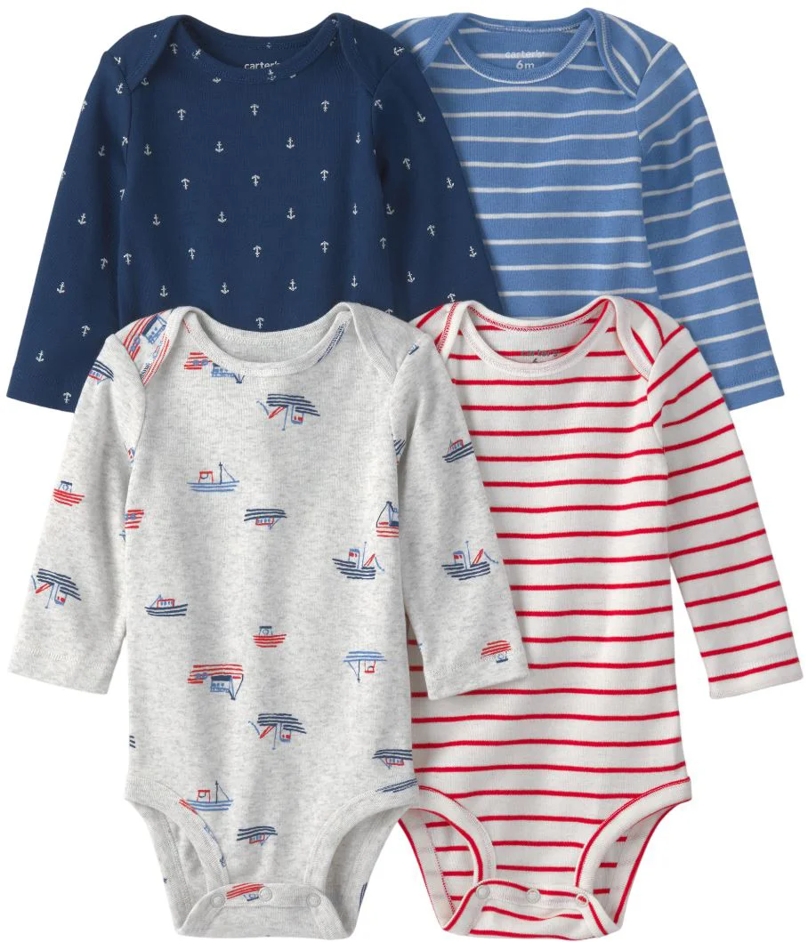 image for Carter's Set 4 body cu maneca lunga Anchor Stripe Boat foto