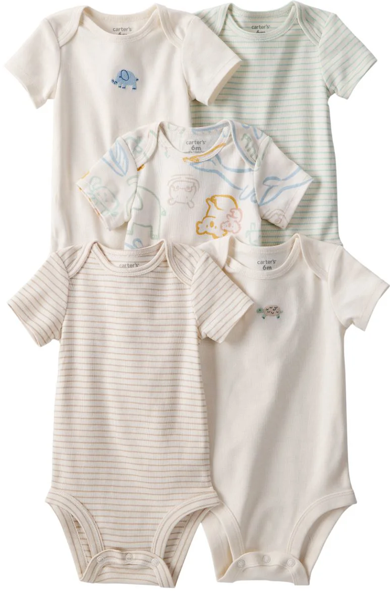 image for Carter's Set 5 body cu maneca scurta Animal Stripe foto