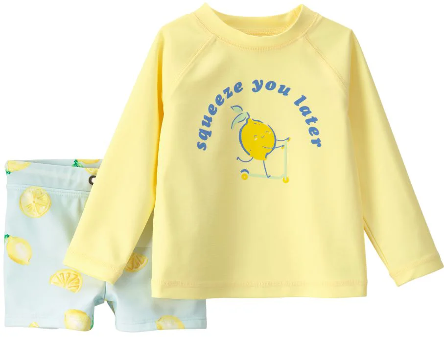 image for Carter's Set 2 piese costum de baie Rashguard Lemon - bluza cu maneca lunga si pantaloni scurti foto