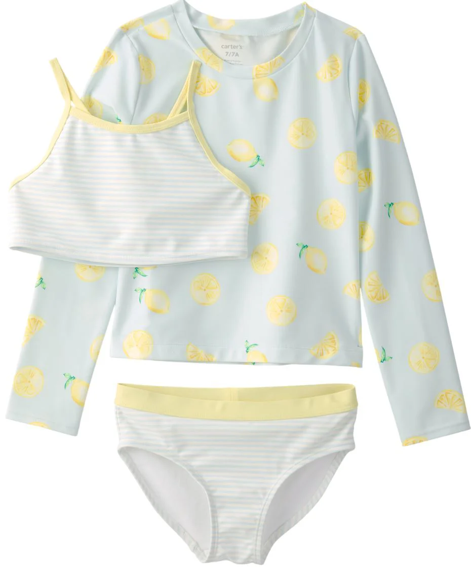 image for Carter's Set 3 piese costum de baie Rashguard Lemon - costum 2 piese si bluza foto