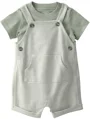 Carter's Set 2 piese Green Stripe - tricou si salopeta foto