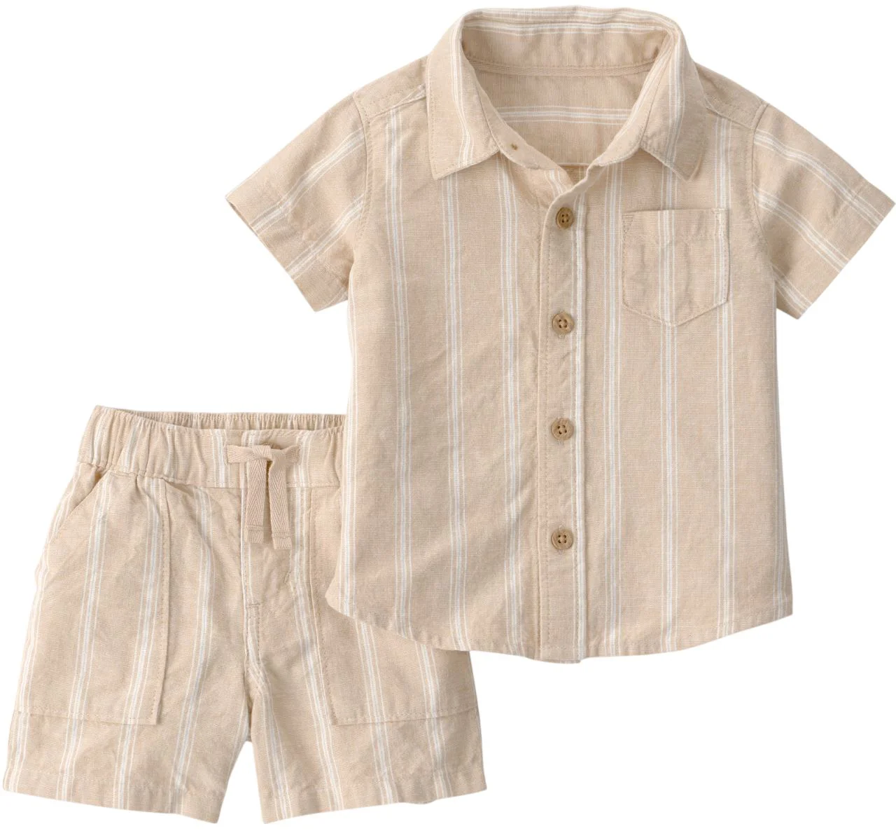 Carter's Set 2 piese Khaki Stripes - camasa si pantaloni scurti foto