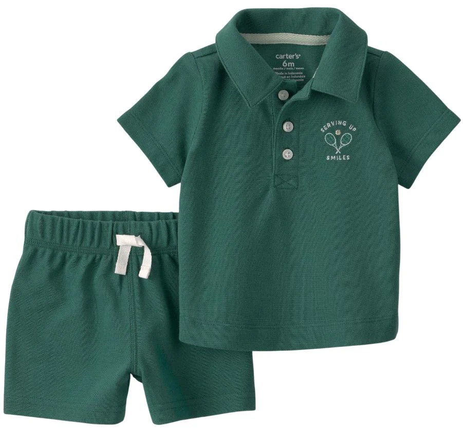 image for Carter's Set 2 piese Tennis Club Green - polo cu maneca scurta si pantaloni scurti foto