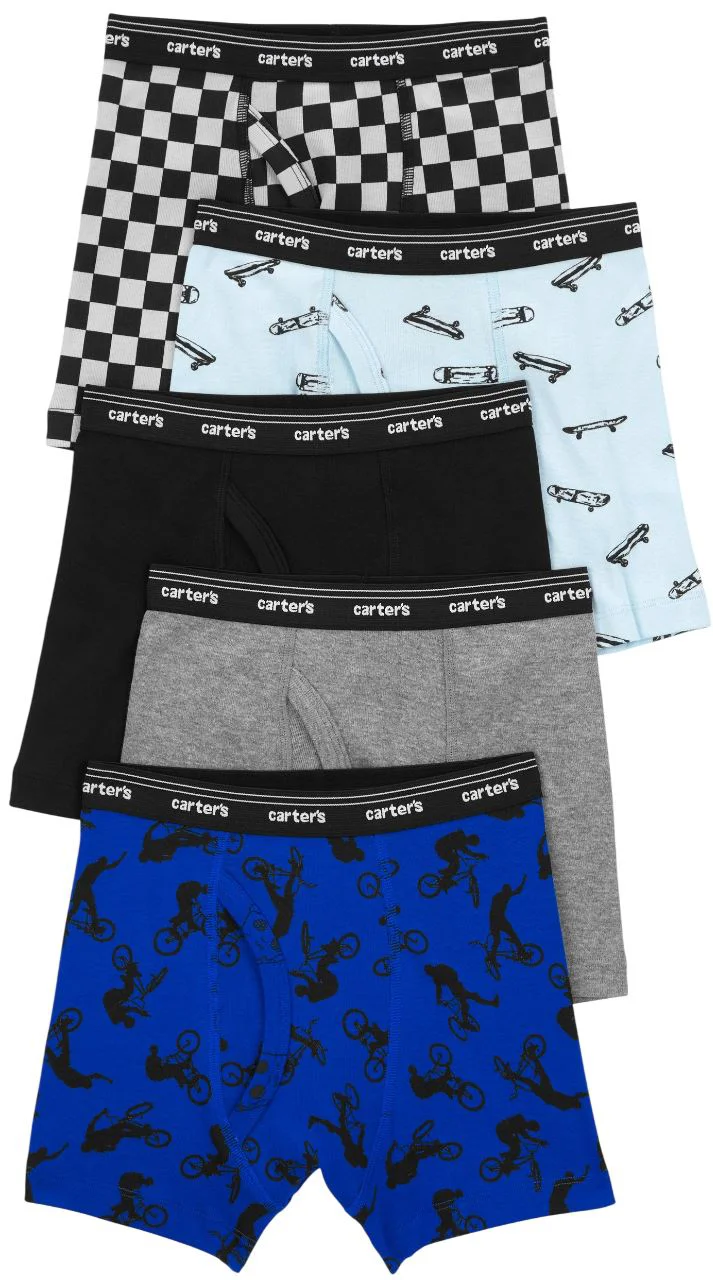 image for Carter's Set 5 boxeri Blue-Grey Checker foto