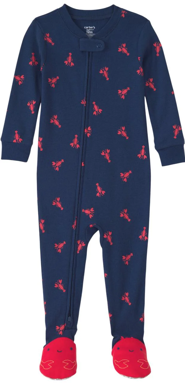 Carter's Pijama din bumbac cu botosei Navy Lobster Feet foto