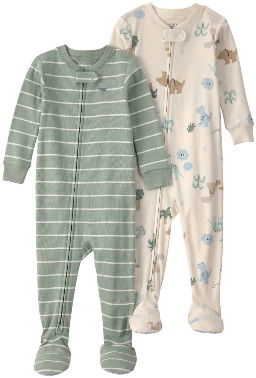 image for Carter's Комплект из 2 пижам хлопковых Green Dino Stripe foto