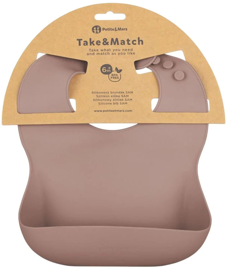 image for Baveta moale din silicon Petite&Mars Take&Match Velvet Latte foto