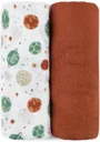 Set 2 pelinci din muselina de bambus Petite&Mars Misty Celestial Planets, 120x120 cm foto