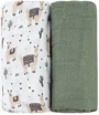 Set 2 pelinci din muselina de bambus Petite&Mars Misty Llama Vibes, 120x120 cm foto
